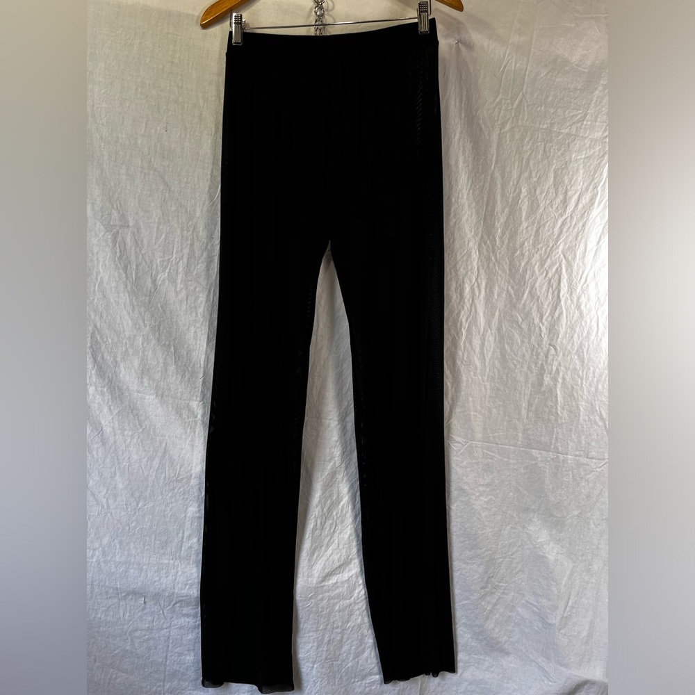 Heat Womens XL Mesh Cover Up Black Elastic See Through Long Pants Swimsuit Sheer